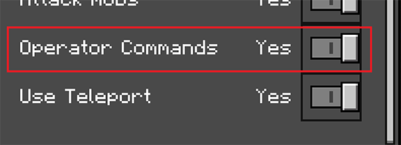 Operator commands option