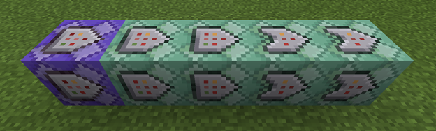 A repeating command block followed by 2 unconditional chain blocks followed by 2 conditional chain blocks