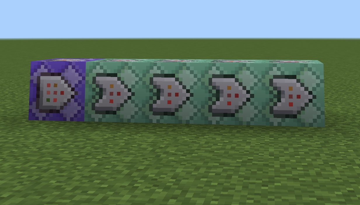 A repeating command block followed by 4 conditional chain blocks
