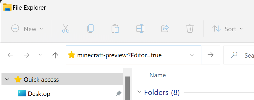 File explorer window with the Editor shortcut as the path