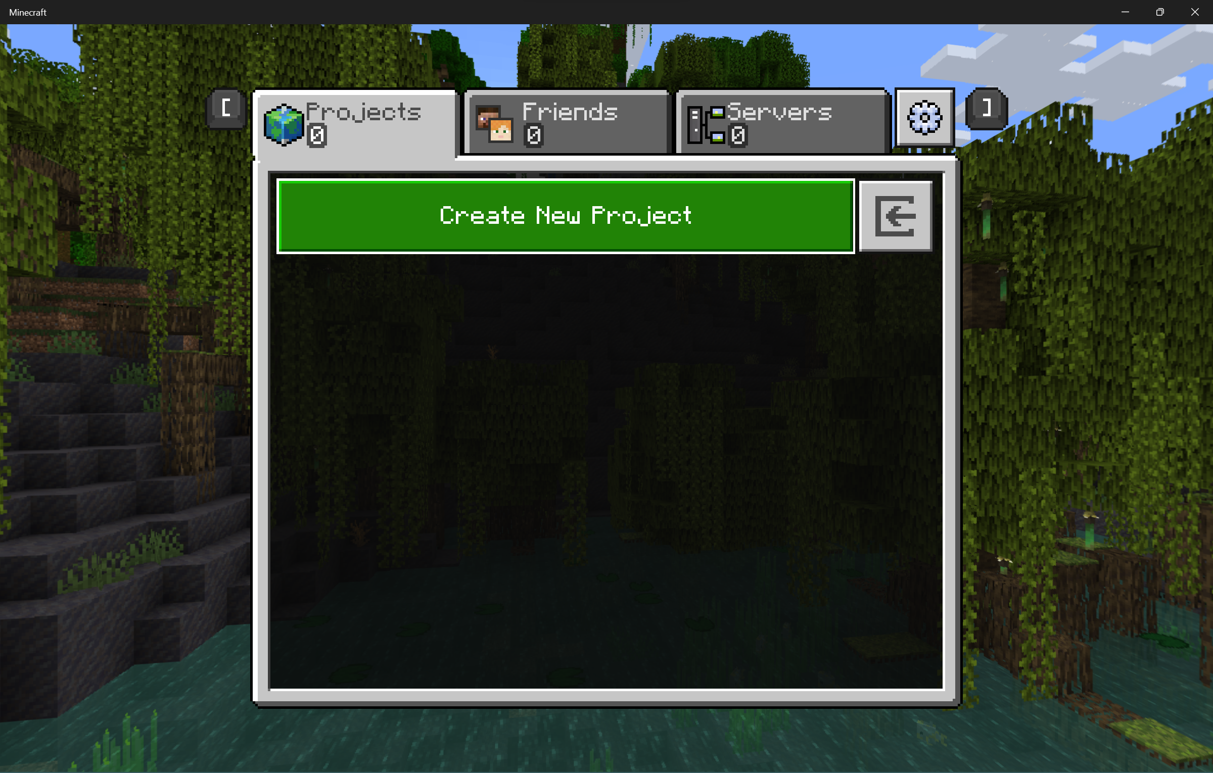 Image of the Minecraft Editor starting page