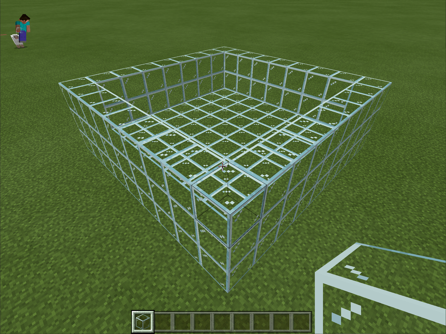 Glass structure within Minecraft