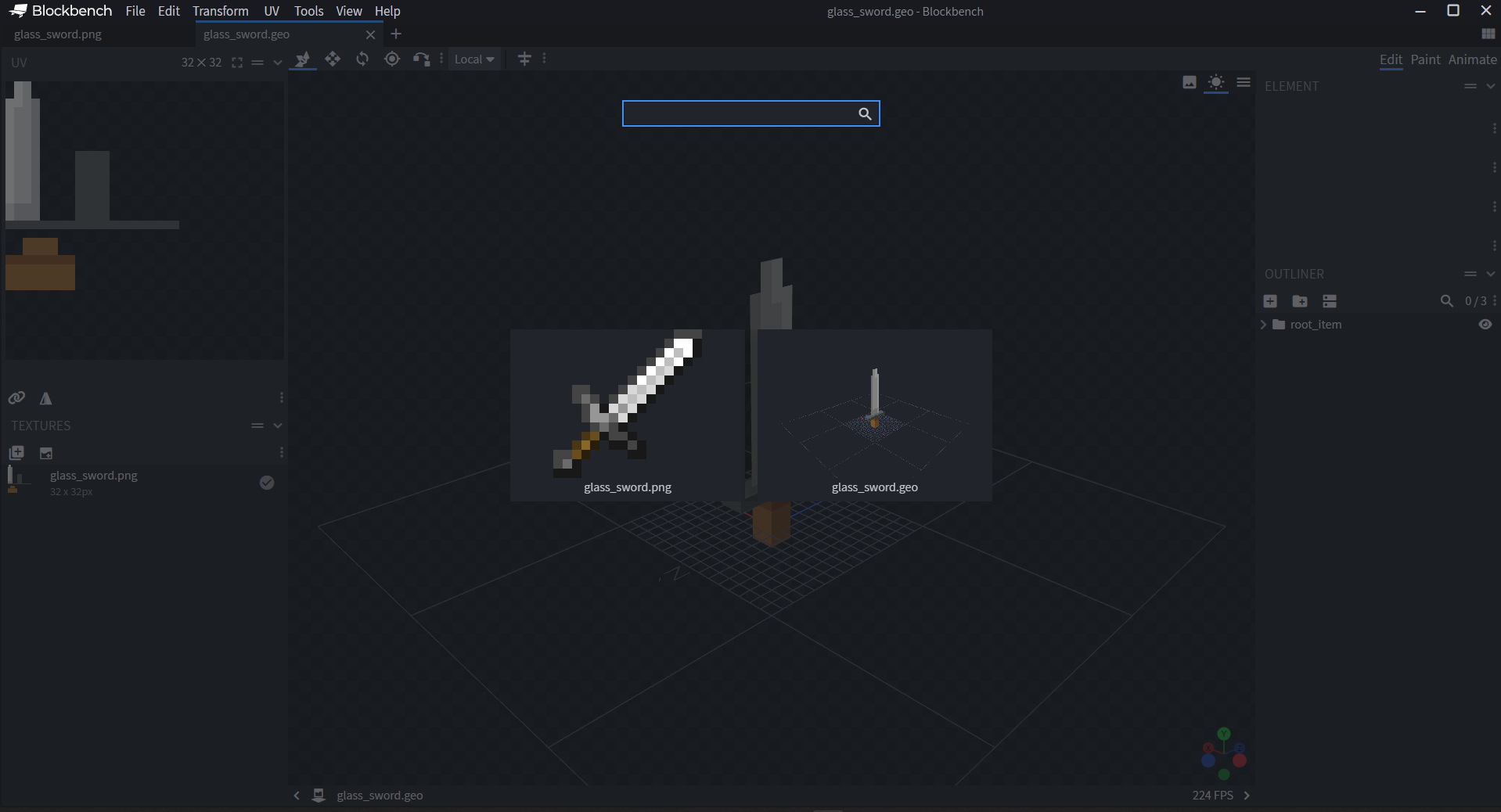 Image of Blockbench screen with 2D and 3D models ready to be edited by the user