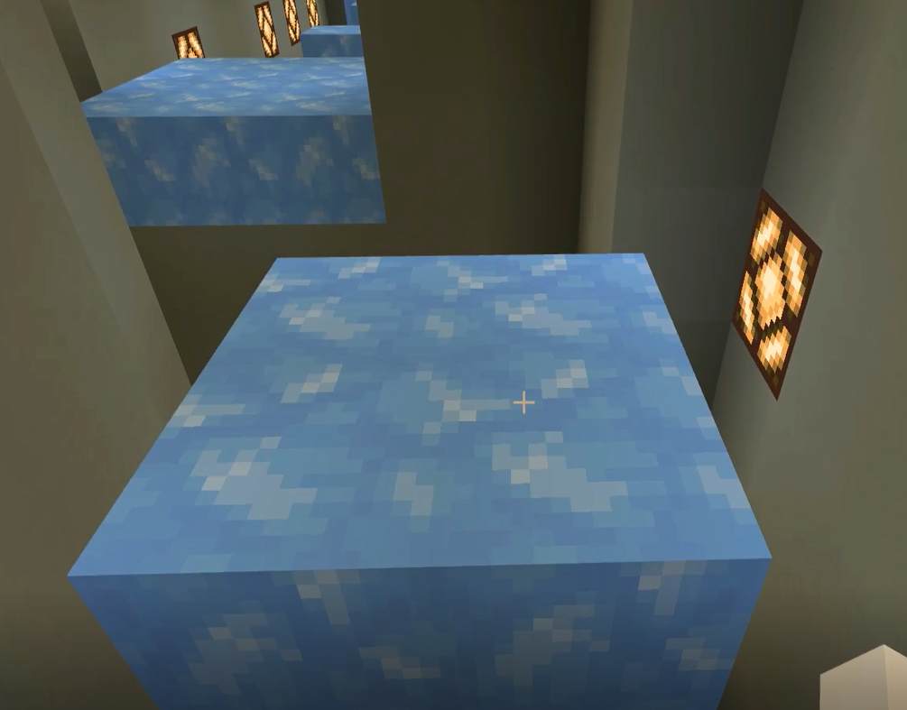 The sample parkour map's packed ice block challenge