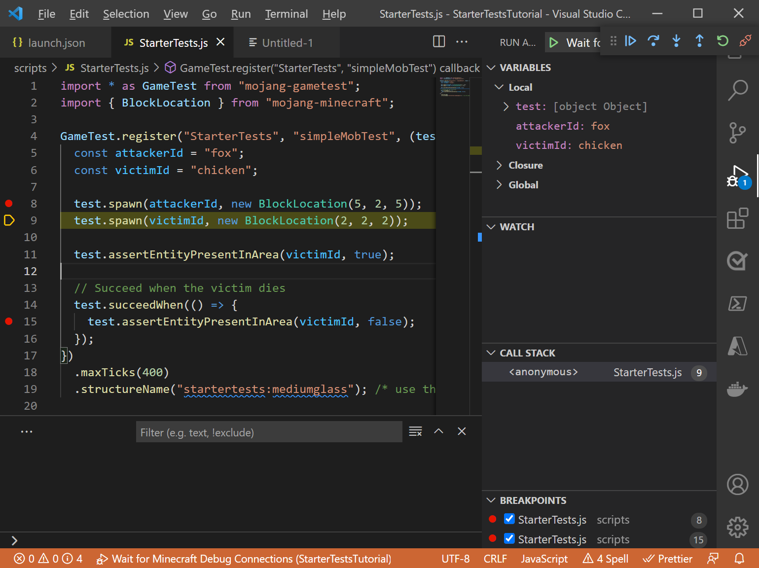 Breakpoints and local variables in Visual Studio Code