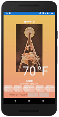 Weather App running in the Android Emulator