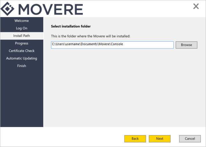 Select an install location