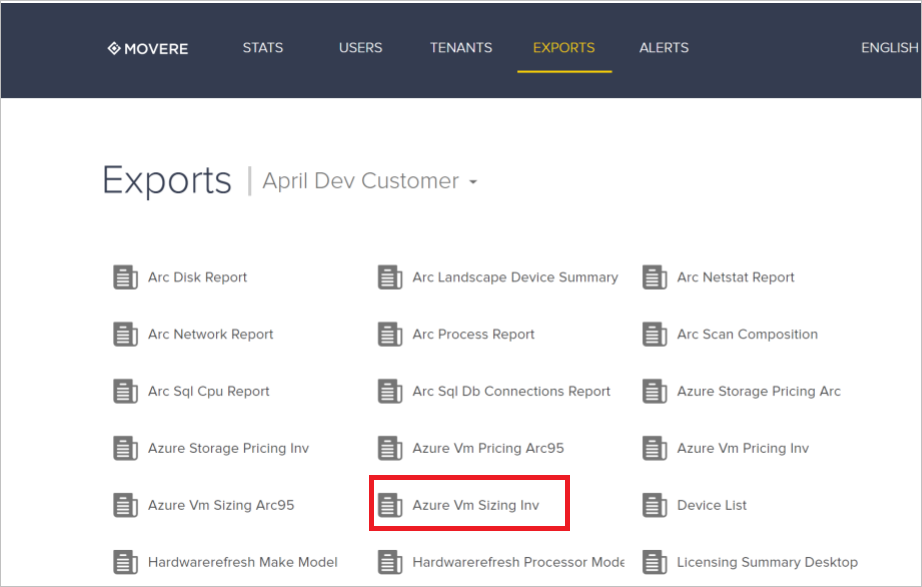 View reports on Export page