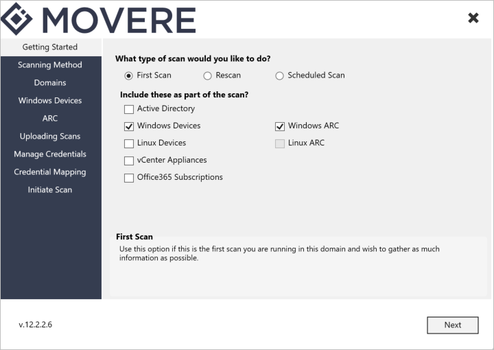 Select devices to scan