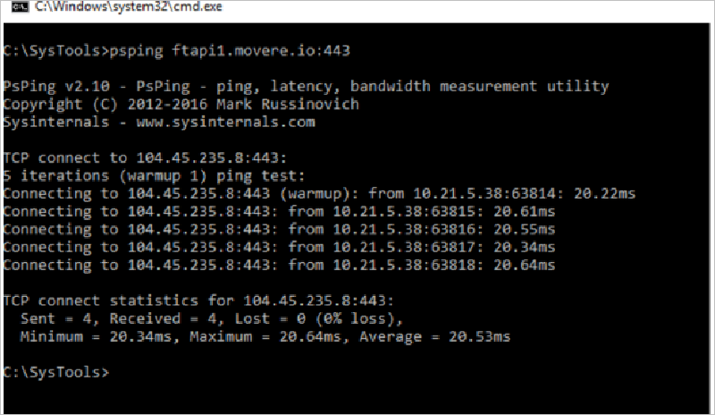 Test Port 443 Connectivity In Movere Movere Microsoft Learn