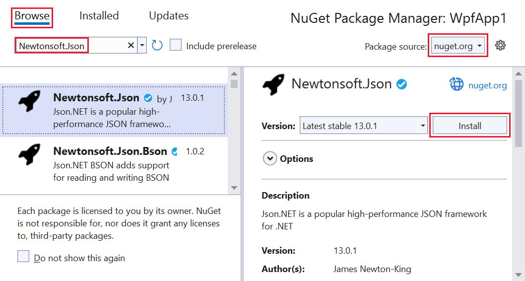 Install and manage packages in Visual Studio using the NuGet Package  Manager | Microsoft Learn