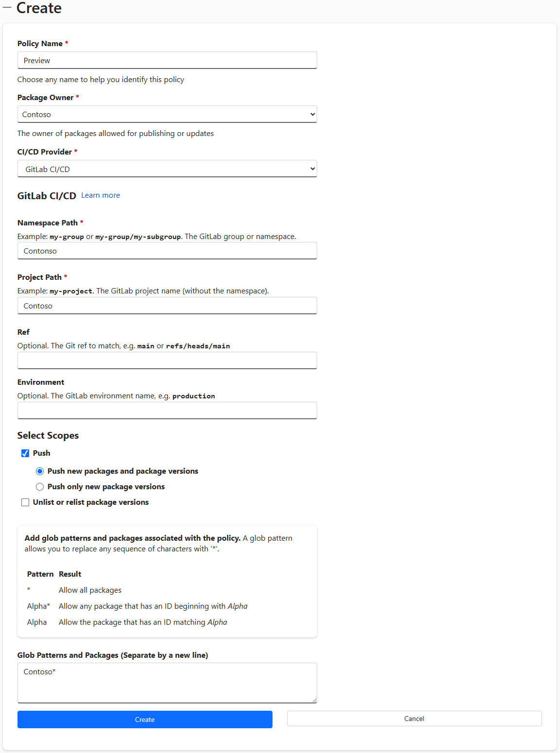 Screenshot that shows Trusted Publishing page.