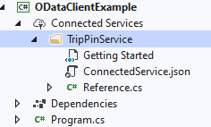TripPin Connected Service added to project