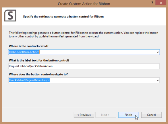 Specifying the settings for a button control