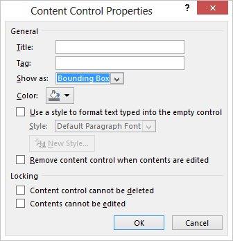 Content control properties dialog box screenshot