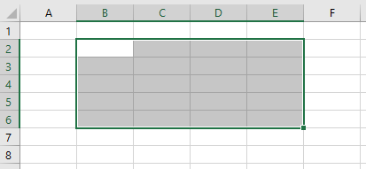 Selected range in Excel.