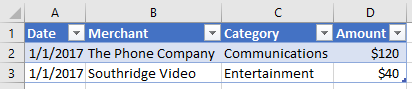 New table from imported JSON data in Excel.