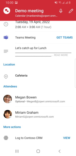 The View button on an appointment screen on Android.