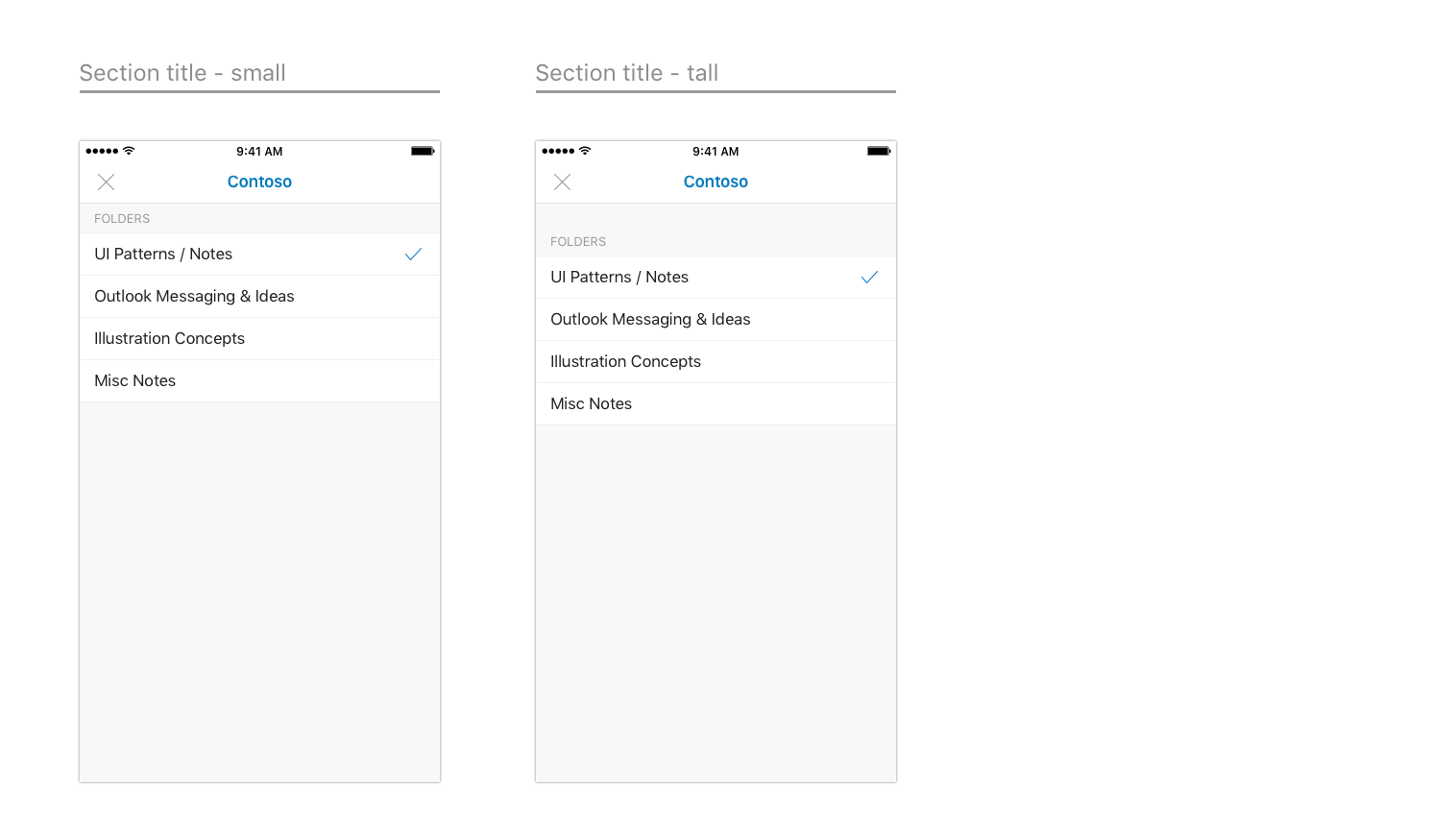 Cell types for iOS.