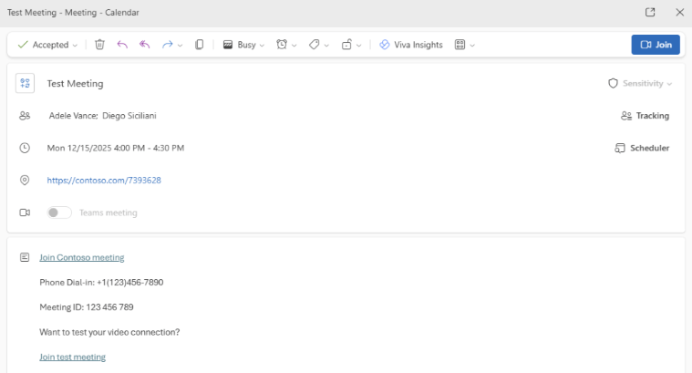 The join-meeting screen in Outlook on the web and the new Outlook on Windows.