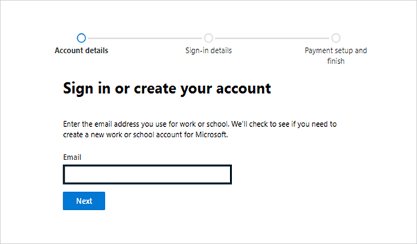 Enter your email address to create your account