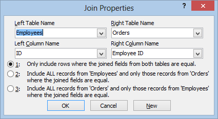 Screenshot of Join Properties, which shows three join types.