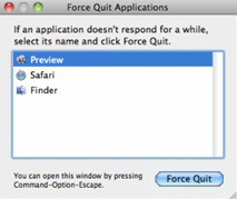 Screenshot to select the Force Quit option after selecting an application.