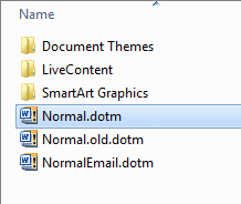 Screenshot of generated Normal.dotm.
