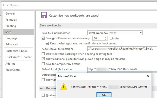 cannot-access-directory-when-change-the-default-save-location-in-excel