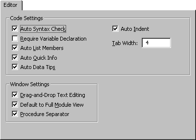 Editor tab