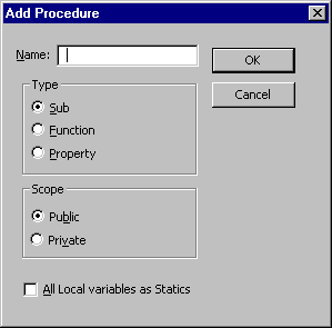 Add procedure dialog box