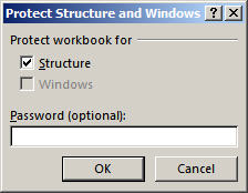 Windows option of the Protect Workbook dialog