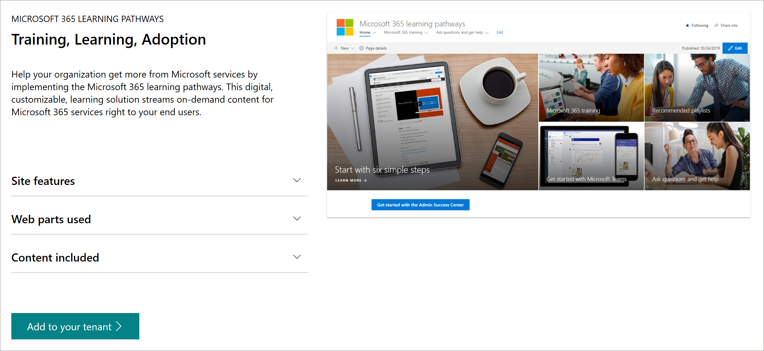 SharePoint look book provisioning page