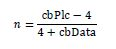 Formula for number of data elements in the PLC. N =  cbplc minus 4 over 4+ cbdata
