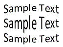 A text shape in which the lines in the center vertically expand, and the upper and lower lines shrink to compensate: