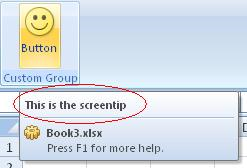 Button with screen tip text
