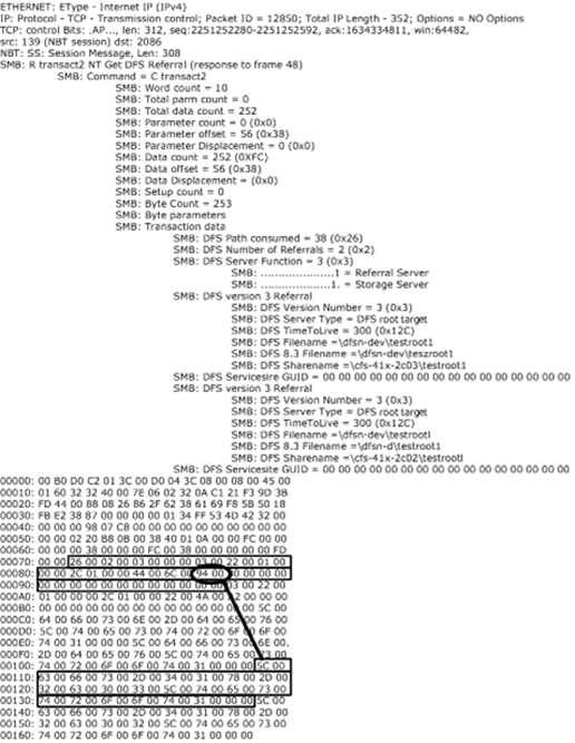 RESP_GET_DFS_REFERRAL packet trace