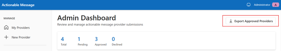 A screenshot of the Actionable Email Developer Dashboard showing the position of the Get Provider List button