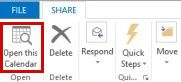 Screenshot that shows the Open this Calendar tab selected.