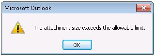 Screenshot of the error in Outlook 2010.