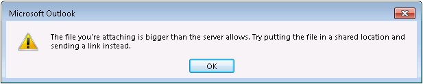 Screenshot of the error in Outlook 2013.