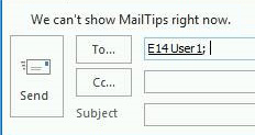 Screenshot of MailTips error details.
