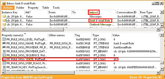 Screenshot of selecting the PR_RULE_MSG_STATE property.