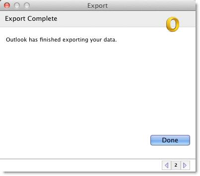 screenshot of the Export Complete page.
