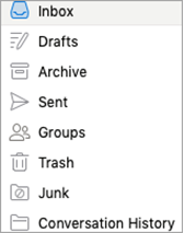Screenshot of correct Sent and Archive folders in a working account.