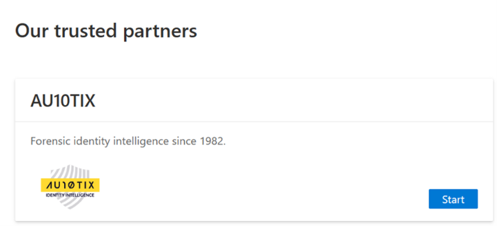 Screenshot showing the Trusted Partners section for identity verification.