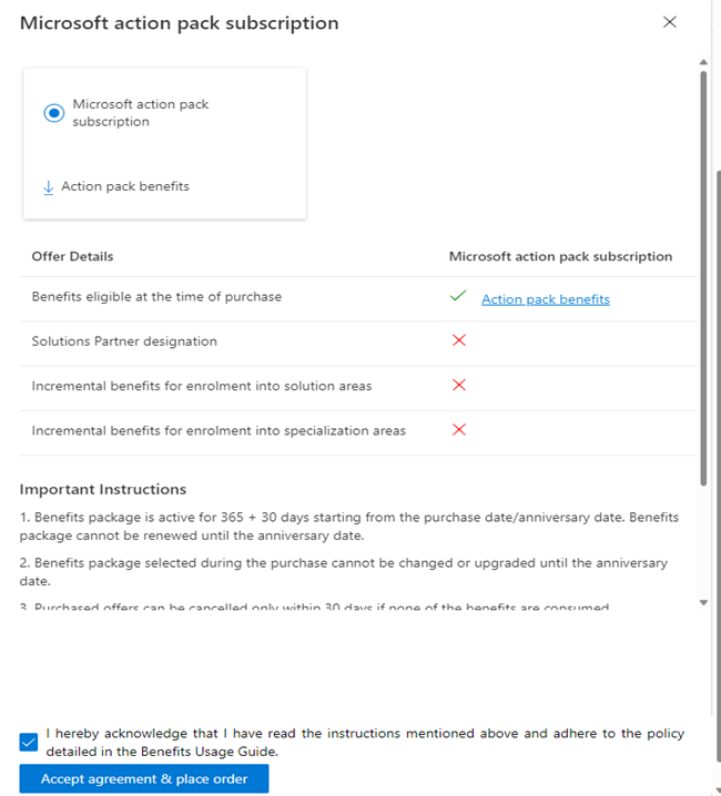 Screenshot of Accept Agreement & Place order checkbox.