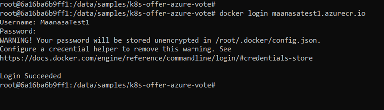 Screenshot of docker login command in CLI.