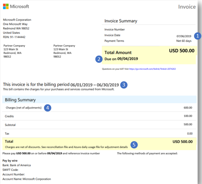 Microsoft invoice example.