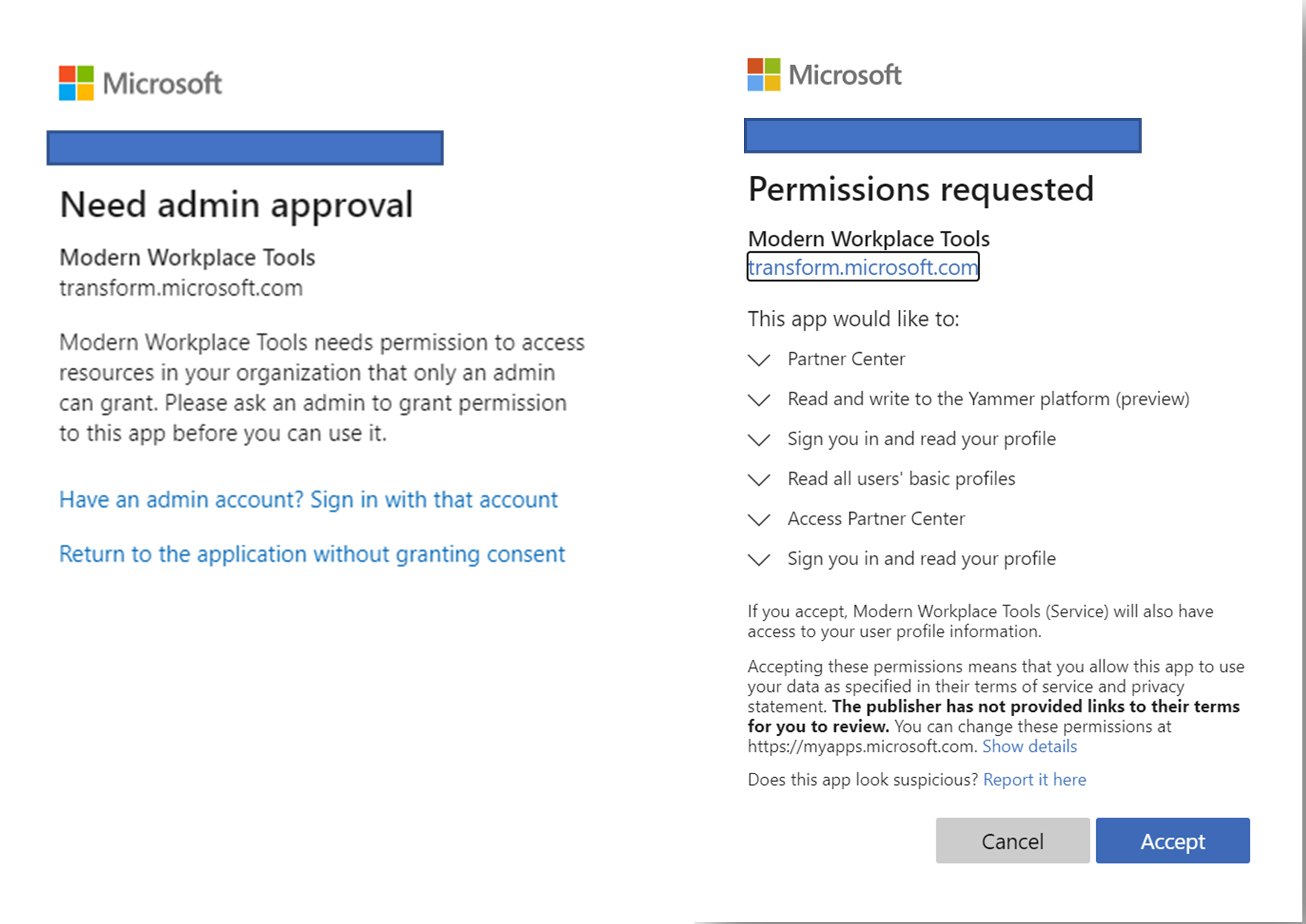 Screenshot that shows the CDX Need admin approval screen.